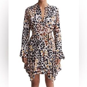 Reiss Asymmetrical Leopard Sylvia Print Dress - Black, Brown, Cream